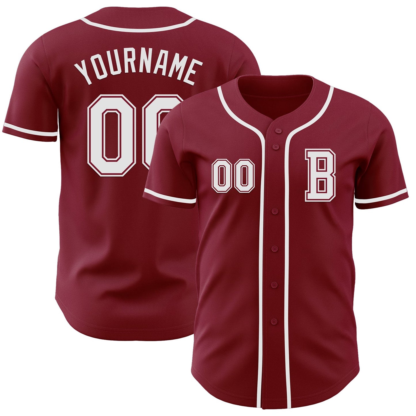 Custom Crimson White Authentic Baseball Jersey - Main View