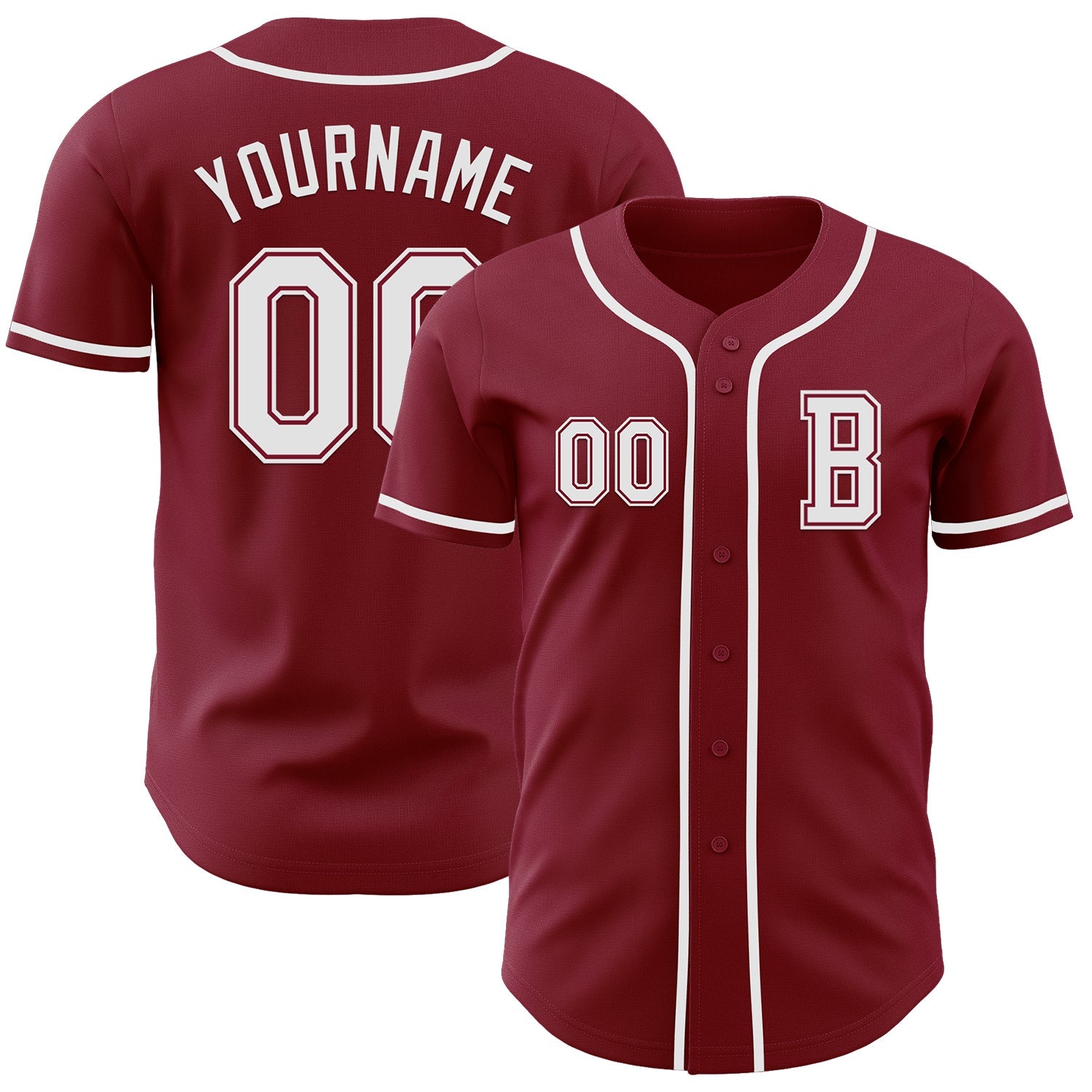 Custom Crimson White Authentic Baseball Jersey - Main View