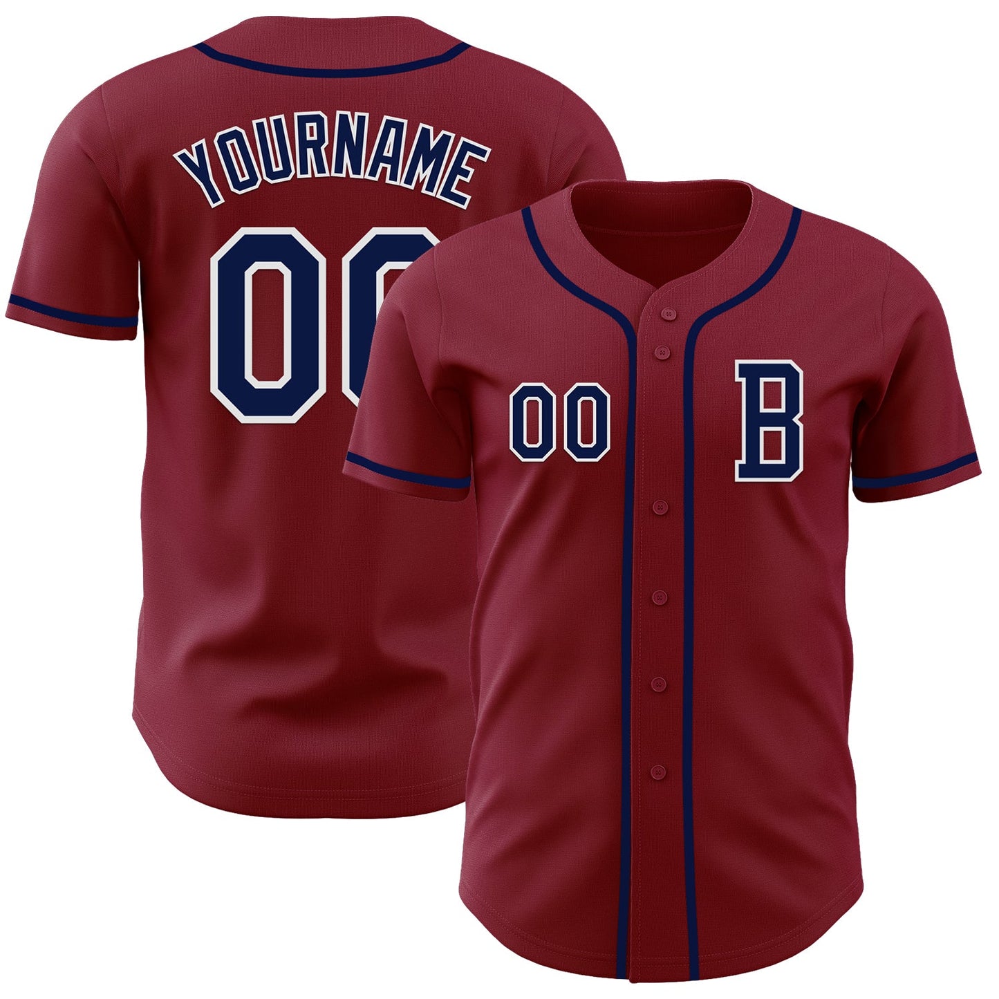 Custom Crimson Navy-White Authentic Baseball Jersey - Main View