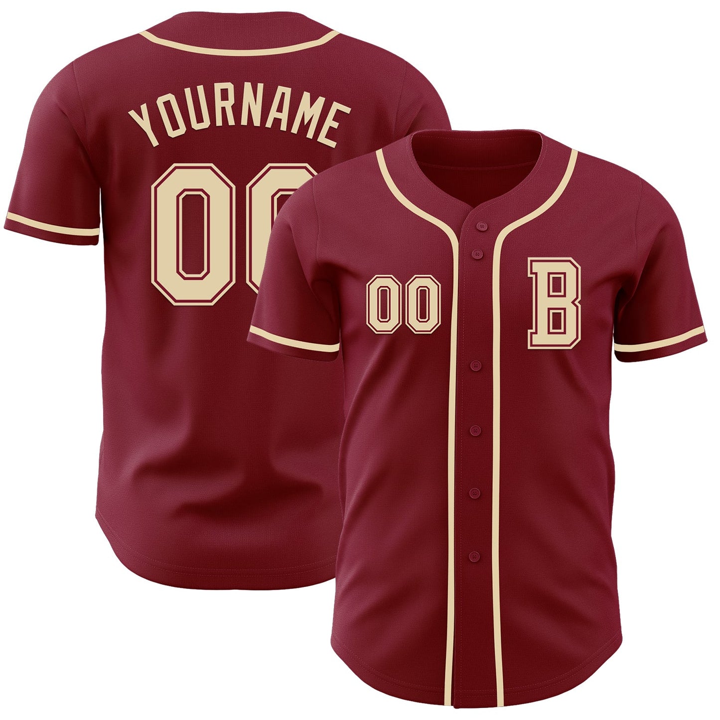 Custom Crimson Cream Authentic Baseball Jersey - Main View