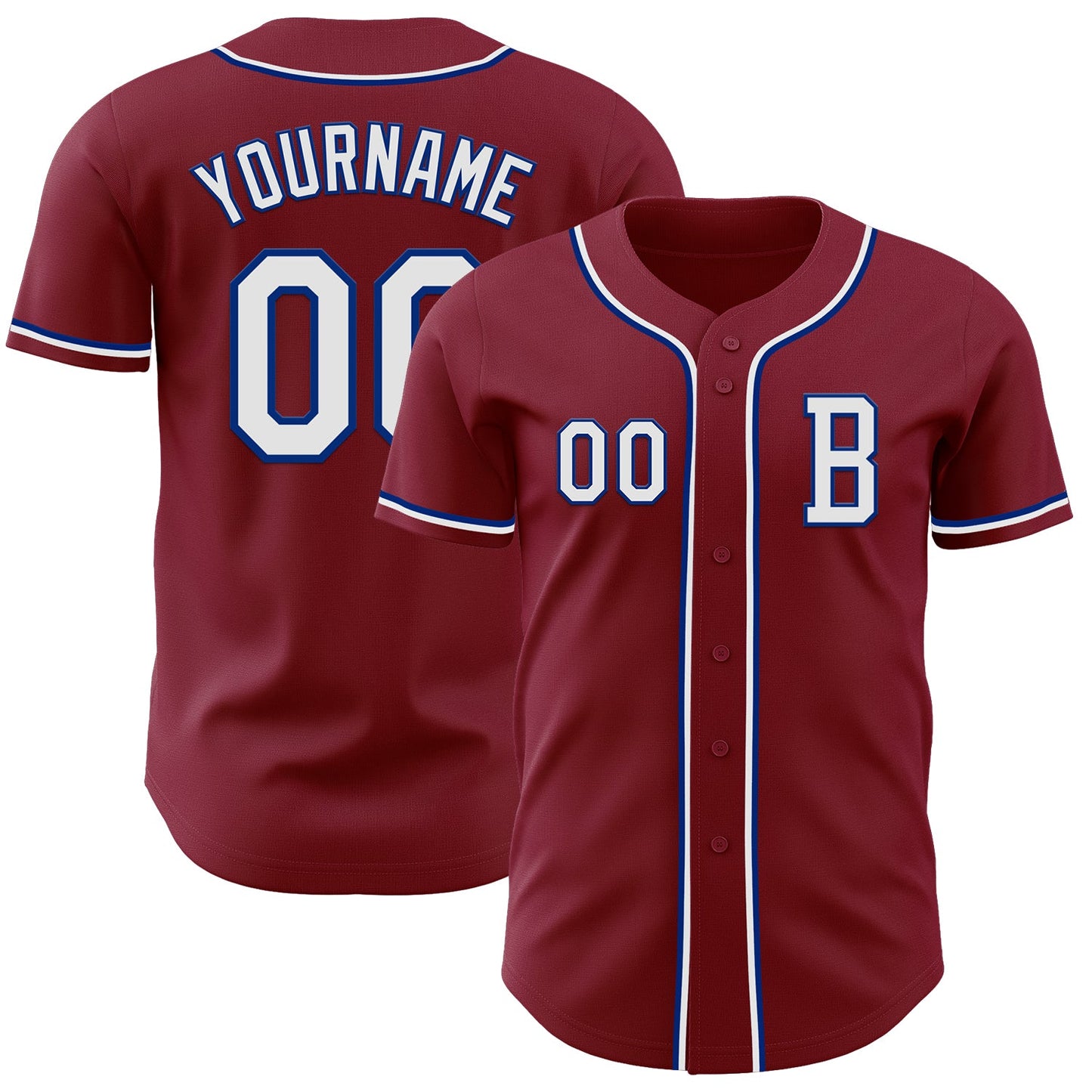 Custom Crimson White-Royal Authentic Baseball Jersey - Main View
