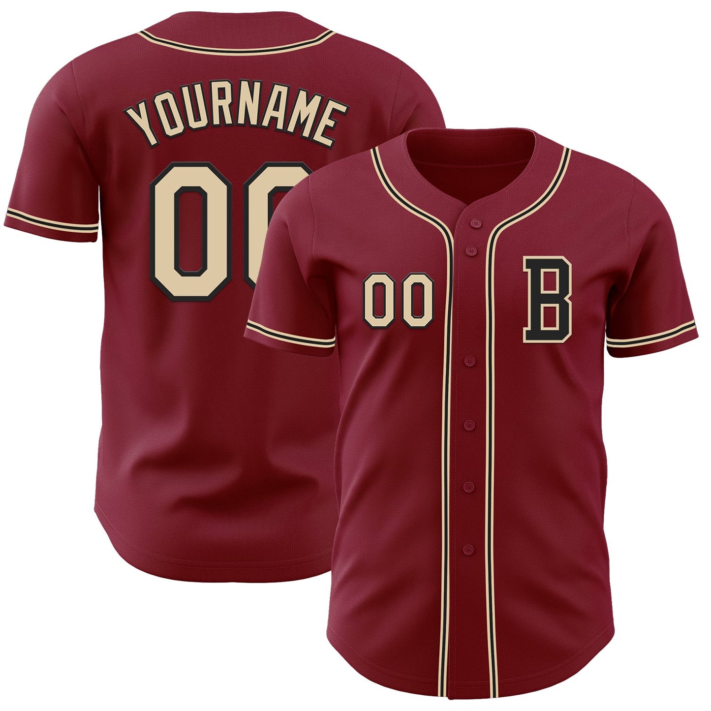Custom Crimson City Cream-Black Authentic Baseball Jersey - Main View