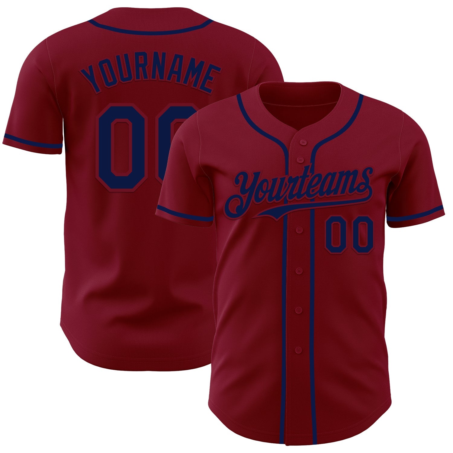 Custom Crimson Navy Authentic Baseball Jersey - Main View
