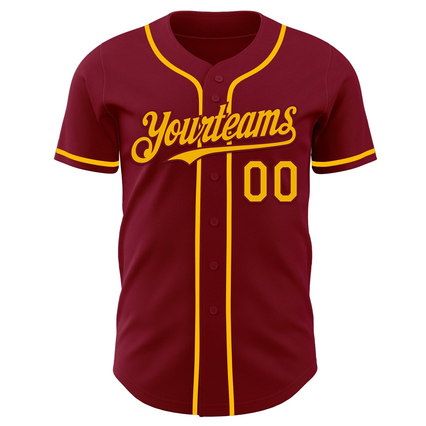 Custom Crimson Gold Authentic Baseball Jersey view 2