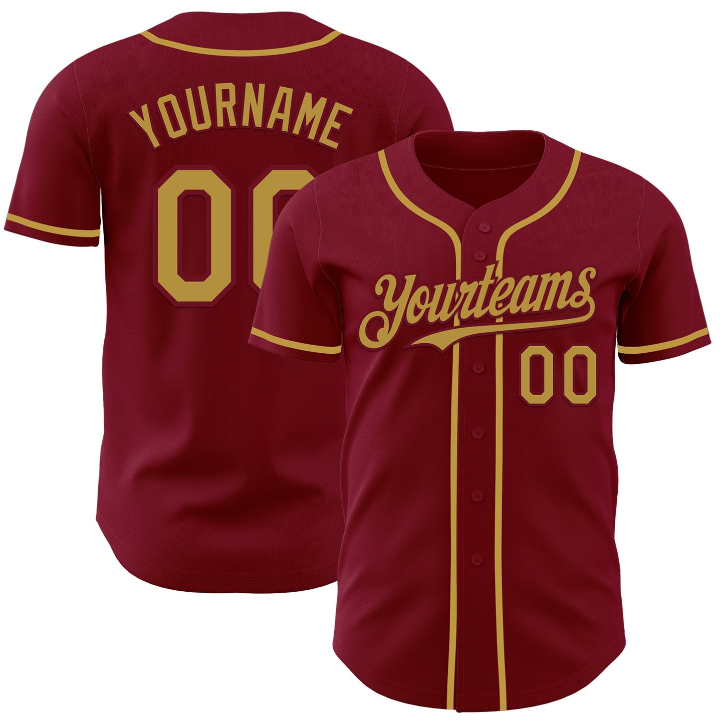 Custom Crimson Old Gold Authentic Baseball Jersey - Main View