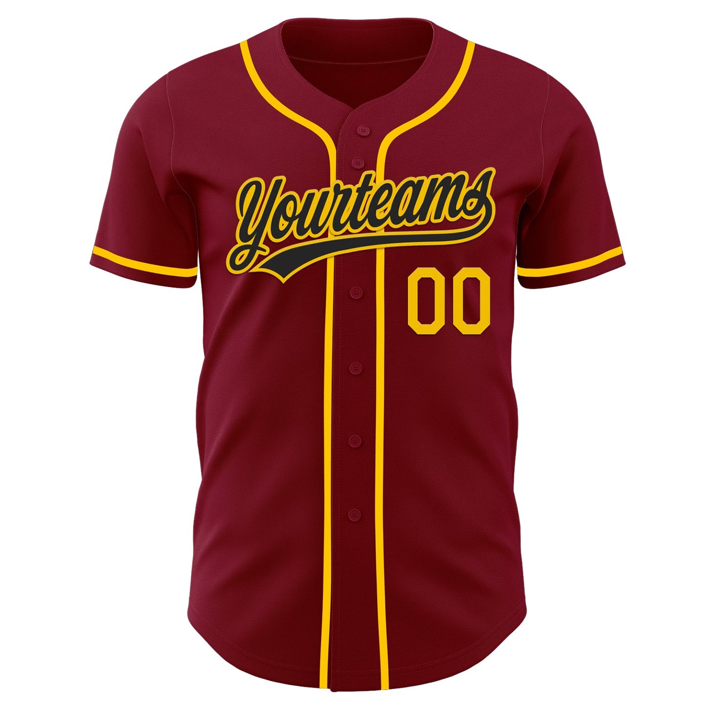 Custom Crimson Yellow Authentic Baseball Jersey view 2