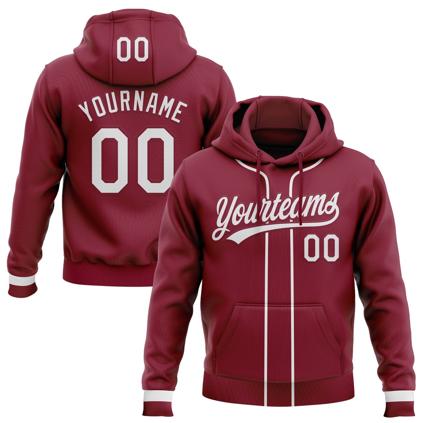 Custom Stitched Crimson White-Crimson Baseball Pullover Sweatshirt Hoodie - Main View