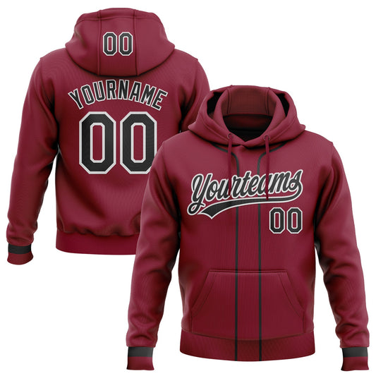 Custom Stitched Crimson Black-White Baseball Pullover Sweatshirt Hoodie - Main View
