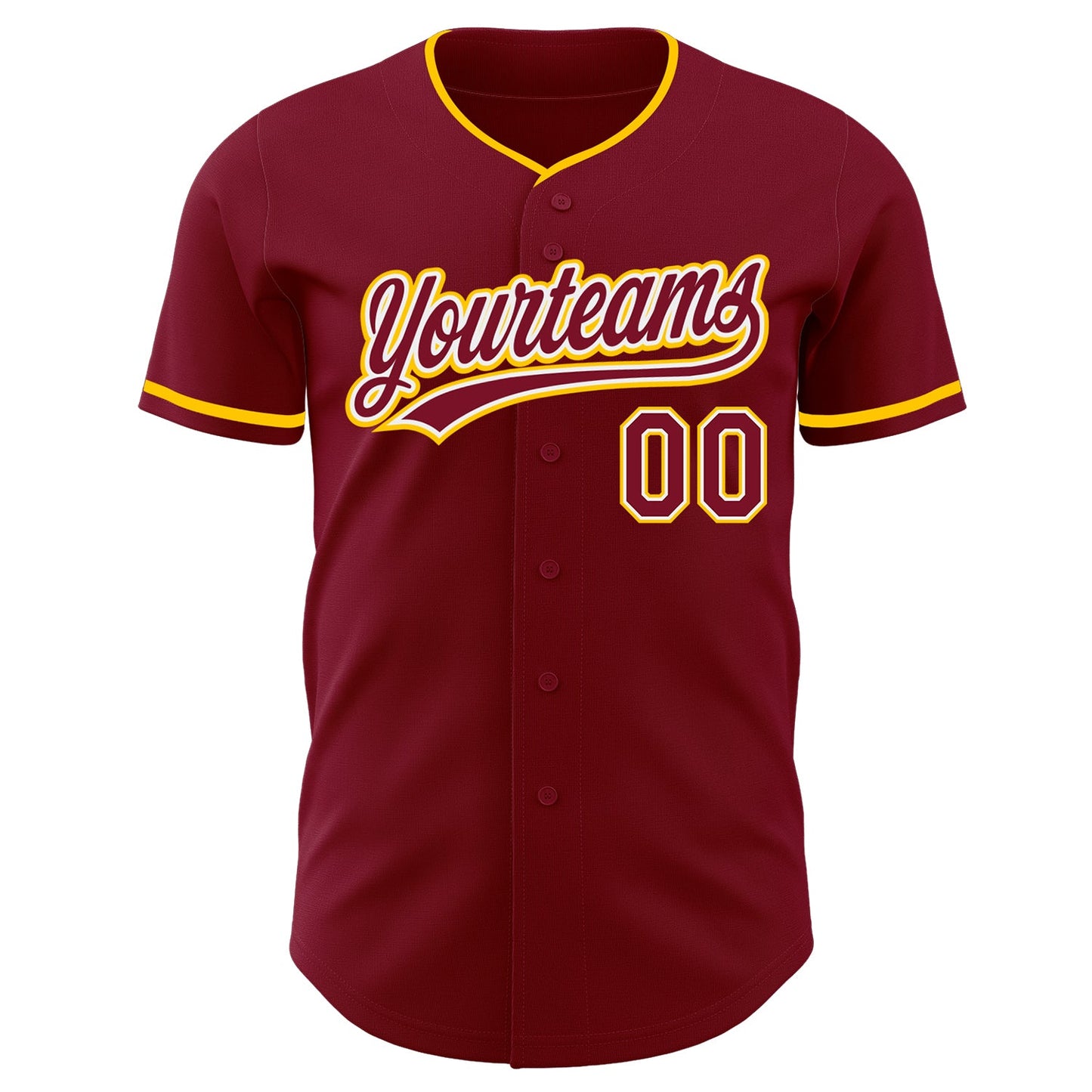 Custom Crimson White-Yellow Authentic Baseball Jersey view 2