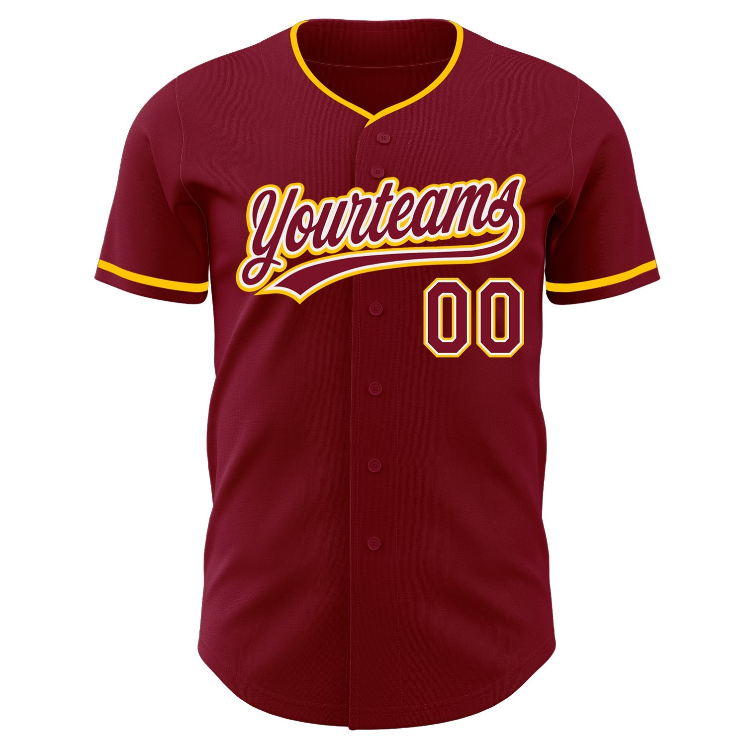 Custom Crimson White-Yellow Authentic Baseball Jersey view 2