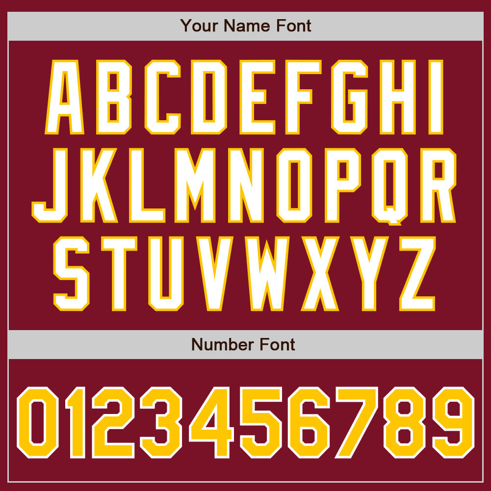 Custom Crimson Yellow-White Authentic Baseball Jersey view 5