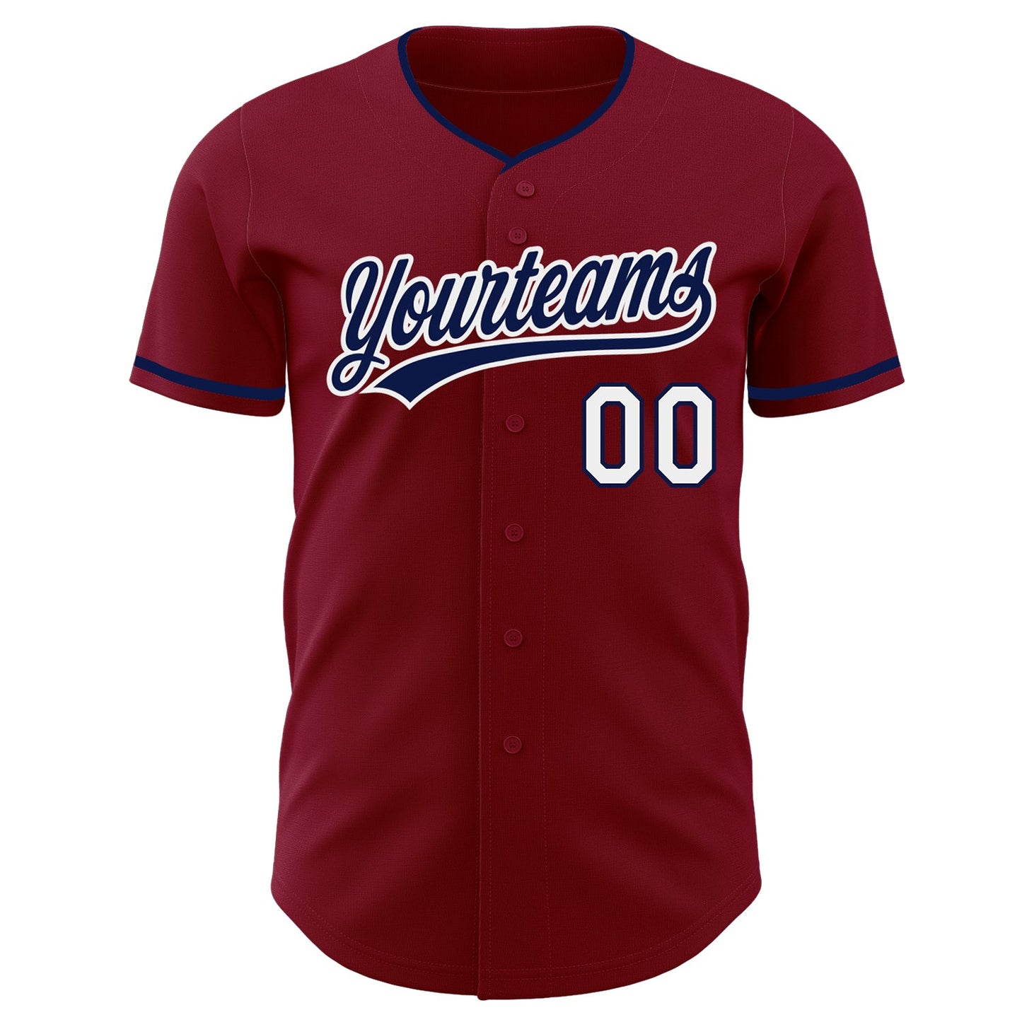 Custom Crimson Navy-White Authentic Baseball Jersey view 2