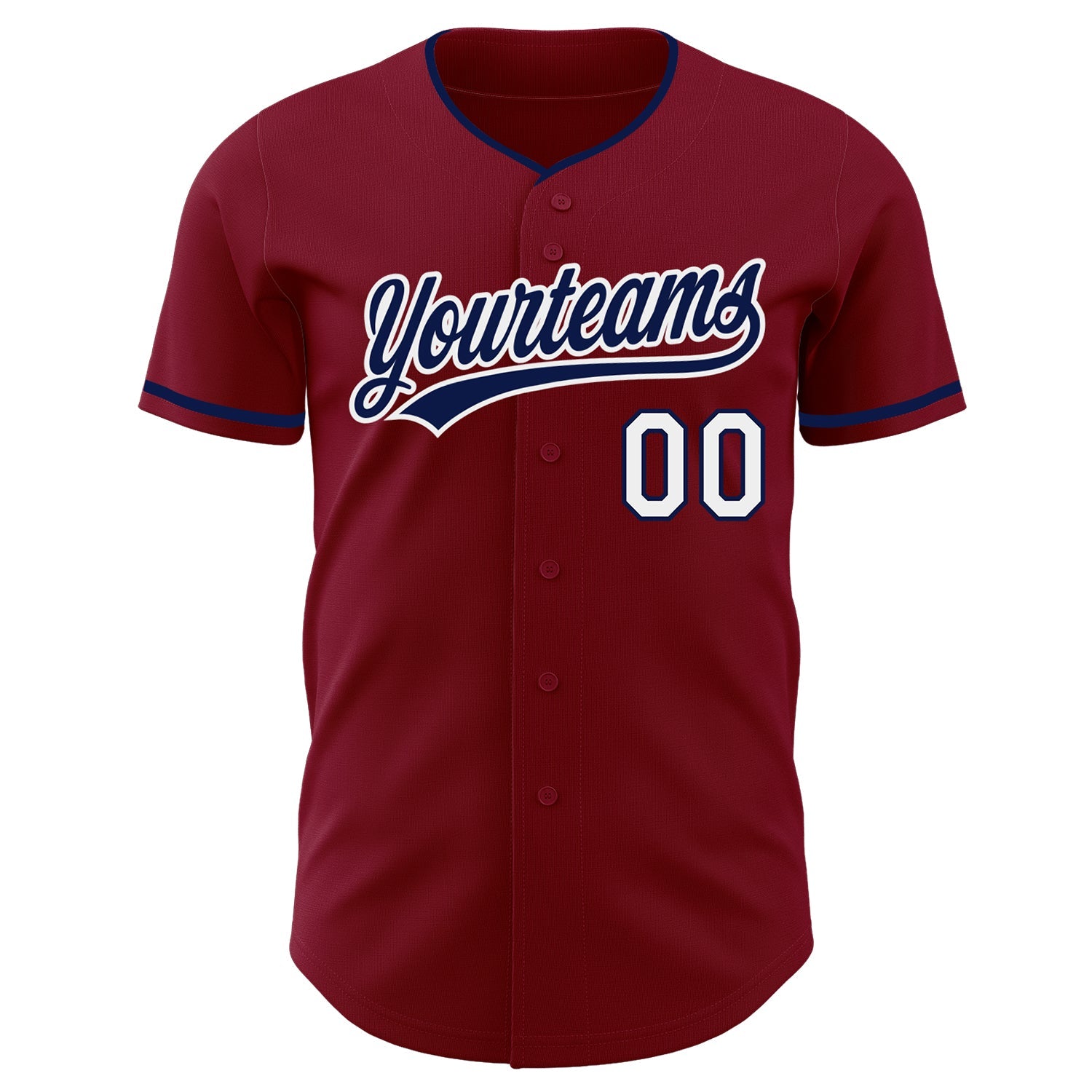 Custom Crimson Navy-White Authentic Baseball Jersey view 2