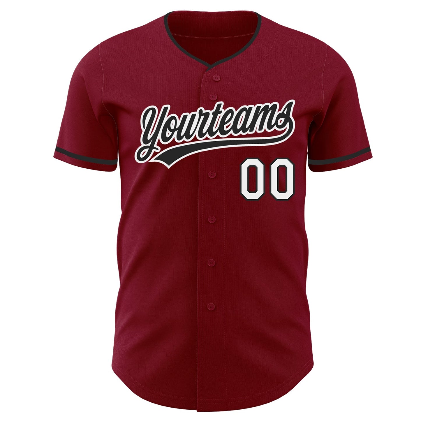 Custom Crimson Black-White Authentic Baseball Jersey view 2