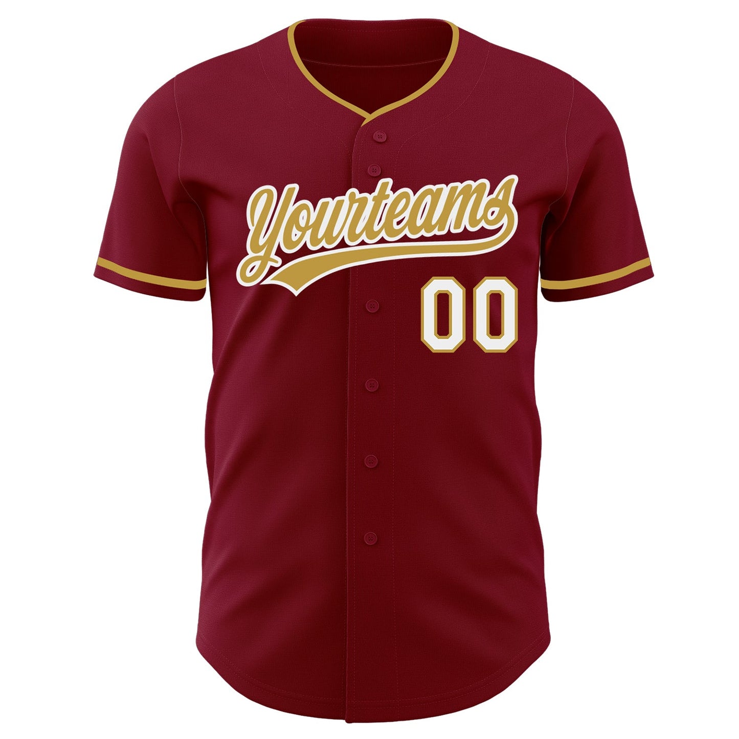 Custom Crimson Old Gold-White Authentic Baseball Jersey view 2