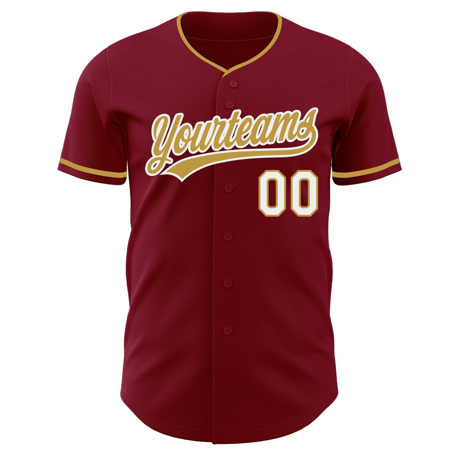 Custom Crimson Old Gold-White Authentic Baseball Jersey view 2
