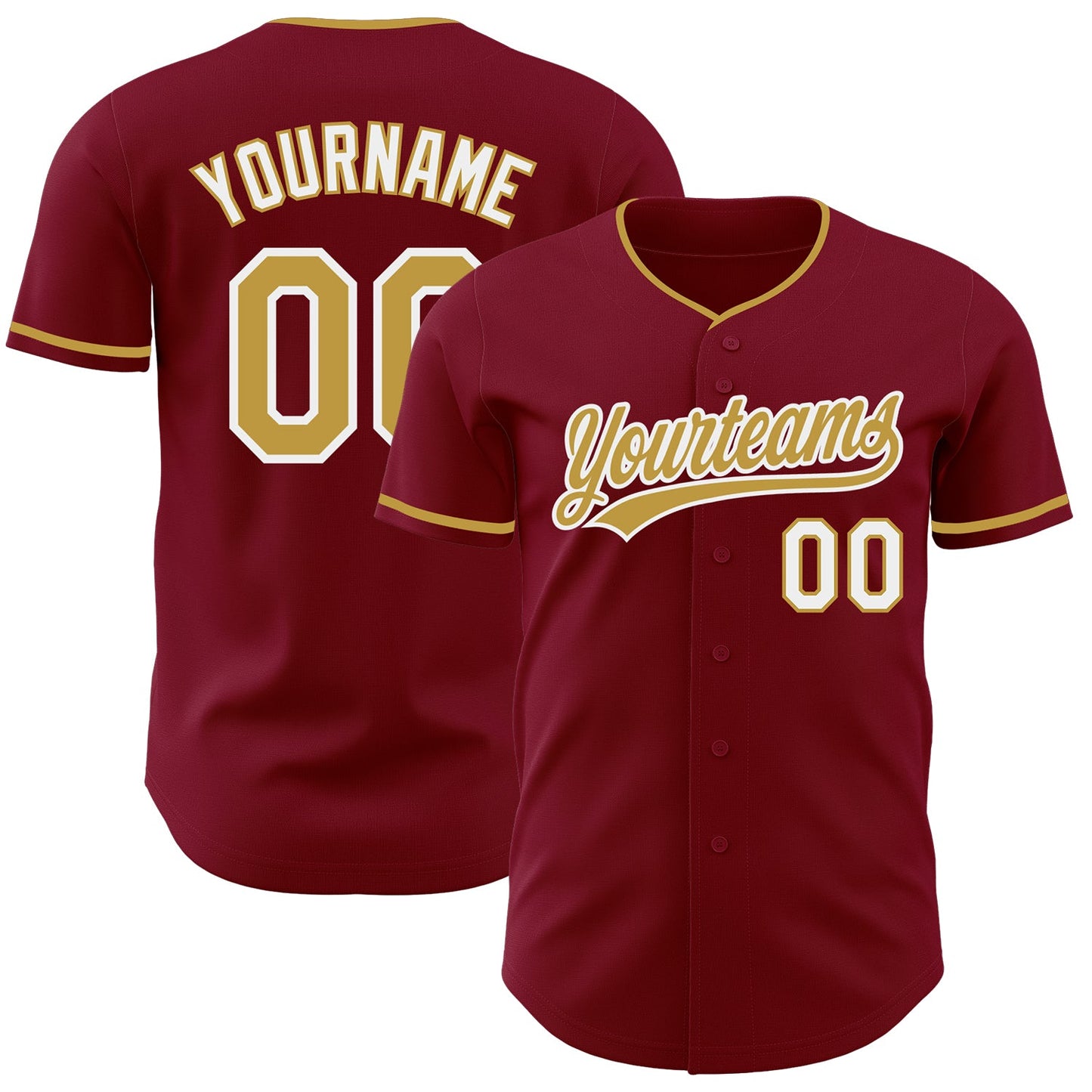 Custom Crimson Old Gold-White Authentic Baseball Jersey - Main View