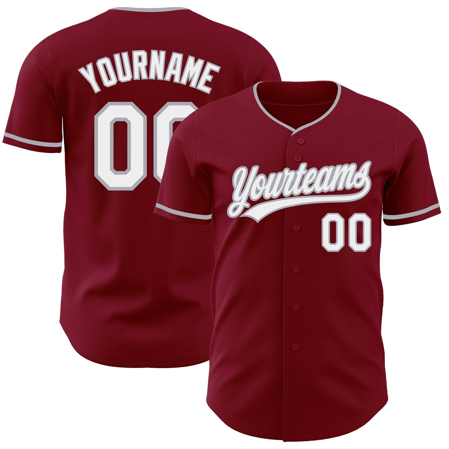 Custom Crimson White-Gray Authentic Baseball Jersey - Main View