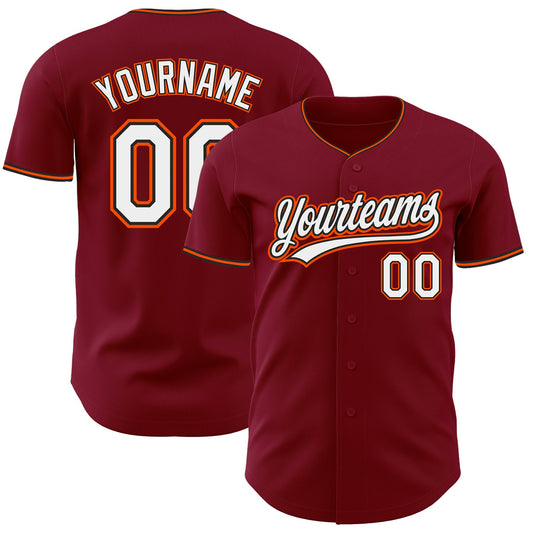 Custom Crimson White Black-Orange Authentic Baseball Jersey - Main View