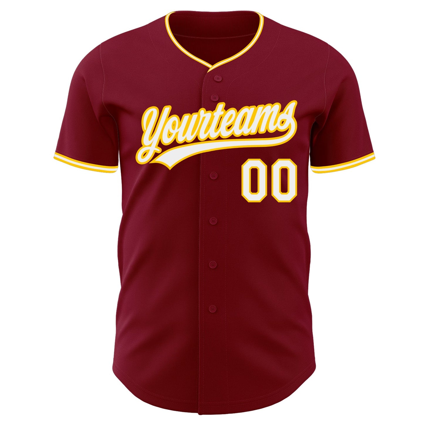 Custom Crimson White-Yellow Authentic Baseball Jersey view 2