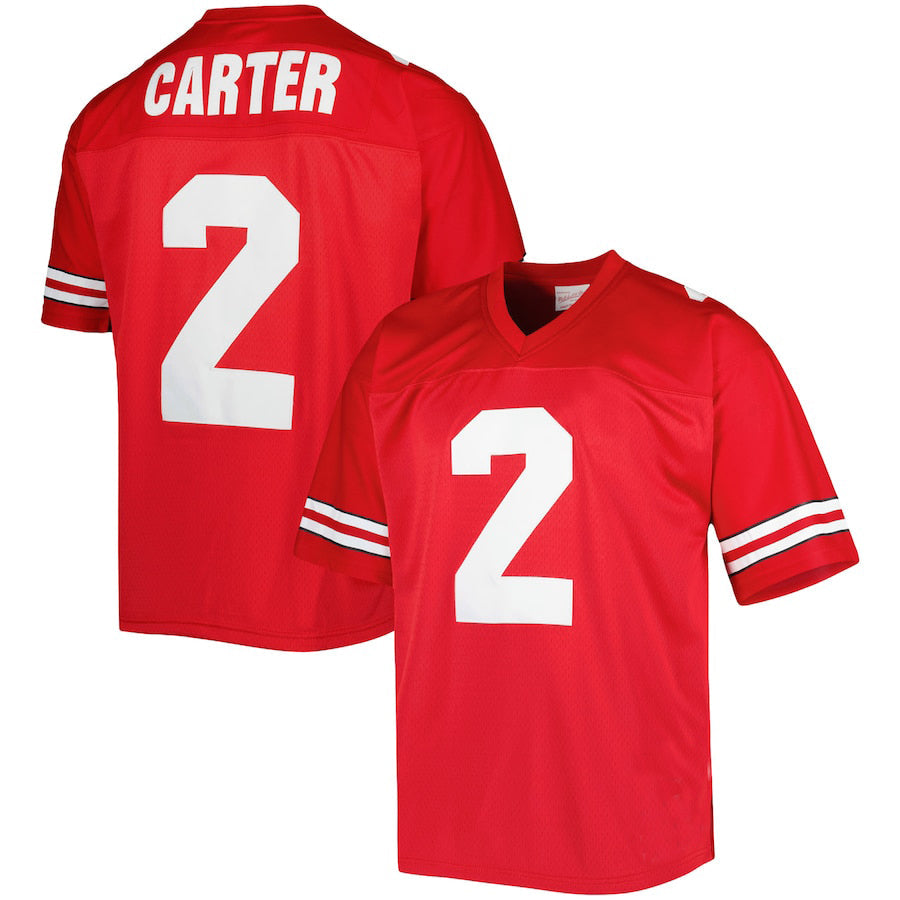 O.State Buckeyes #2 Cris Carter Mitchell & Ness Authentic Jersey Scarlet Football Jersey Stitched American College Jerseys - Main View