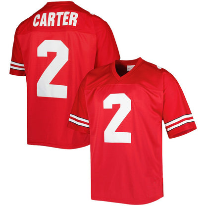 O.State Buckeyes #2 Cris Carter Mitchell & Ness Authentic Jersey Scarlet Football Jersey Stitched American College Jerseys - Main View