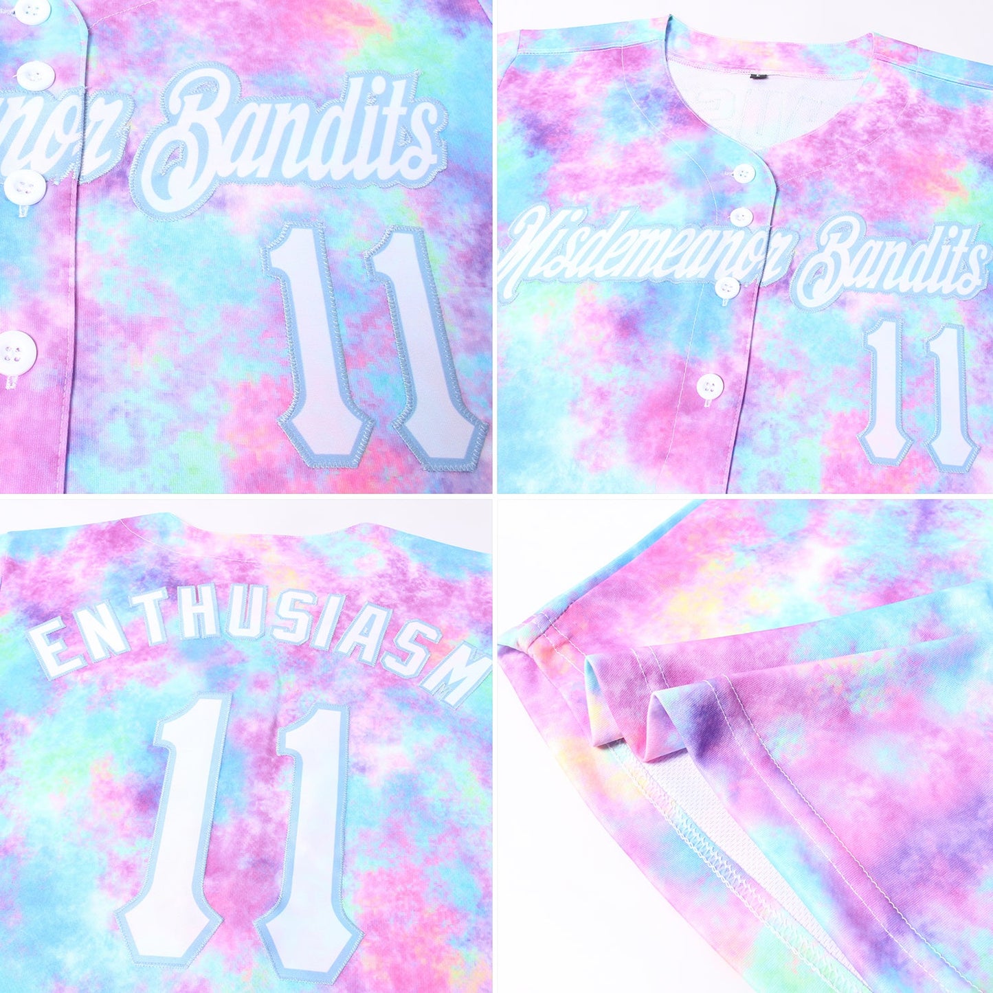Custom Women's Tie Dye White-Light Blue Watercolor Gradient 3D V-Neck Cropped Baseball Jersey view 6
