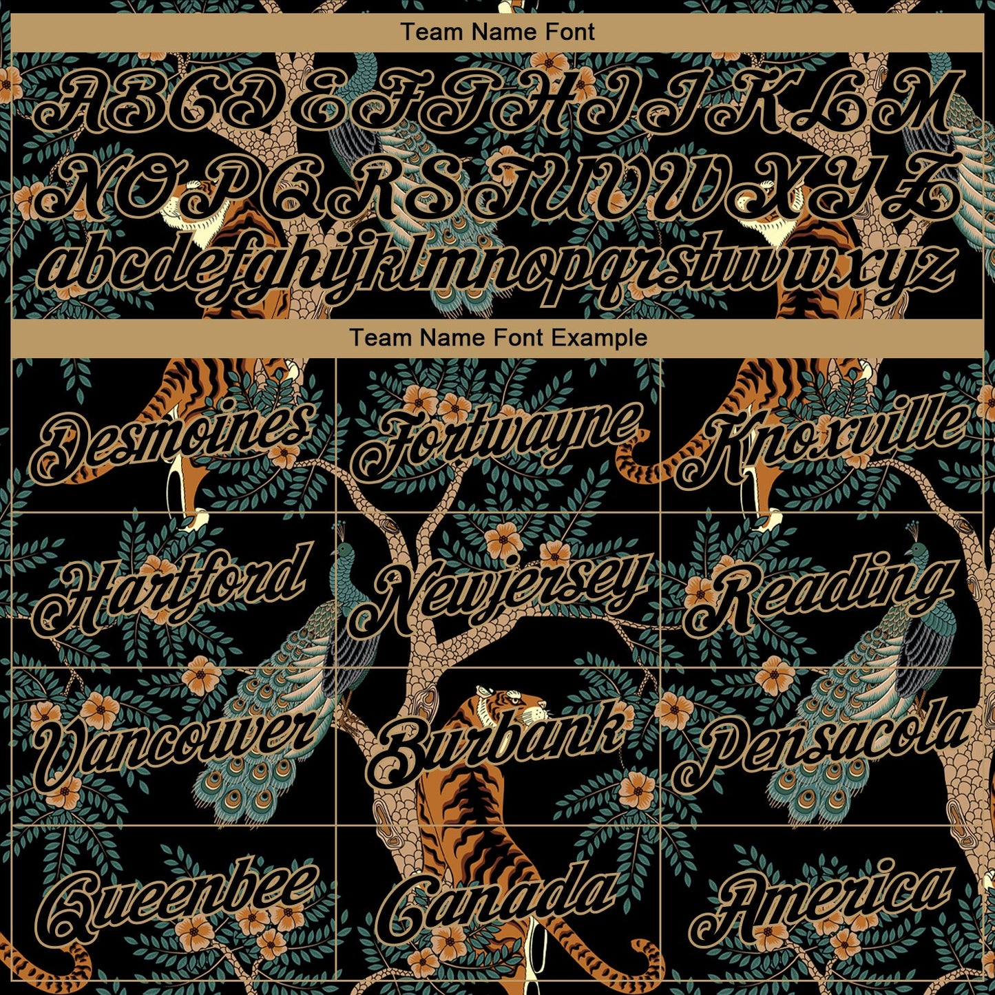 Custom Women's Black Black-Old Gold Tiger And Peacock 3D V-Neck Cropped Baseball Jersey view 4