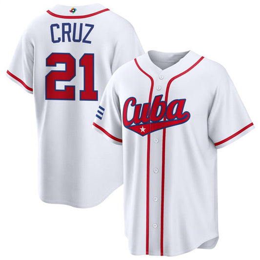 Cuba Baseball #21 Naykel Cruz White 2026 World Baseball Classic Home Stadium Stitched Baseball Jersey - Main View