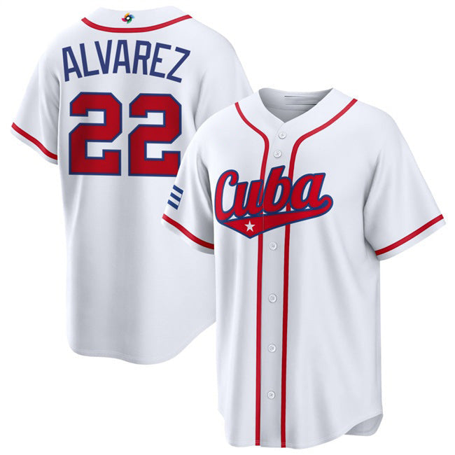 Cuba Baseball #22 Frank Alvarez White 2026 World Baseball Classic Home Stadium Stitched Baseball Jersey - Main View
