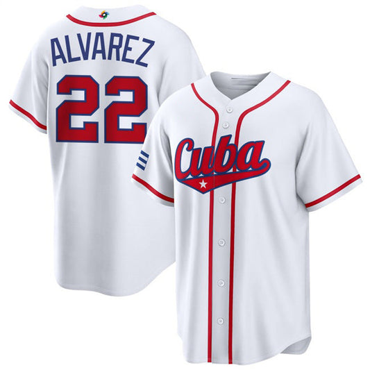 Cuba Baseball #22 Frank Alvarez White 2026 World Baseball Classic Home Stadium Stitched Baseball Jersey - Main View