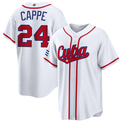 Cuba Baseball #24 Yiddi Cappe White 2026 World Baseball Classic Home Stadium Stitched Baseball Jersey - Main View