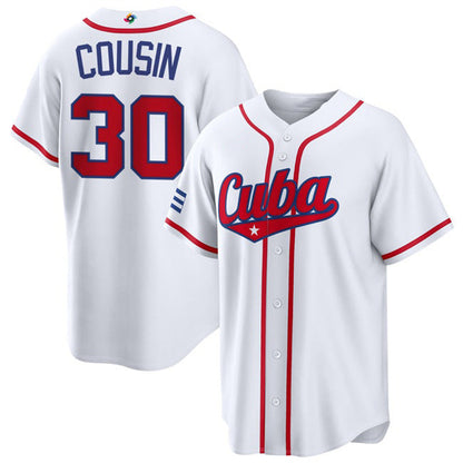 Cuba Baseball #30 Josimar Cousin White 2026 World Baseball Classic Home Stadium Stitched Baseball Jersey - Main View