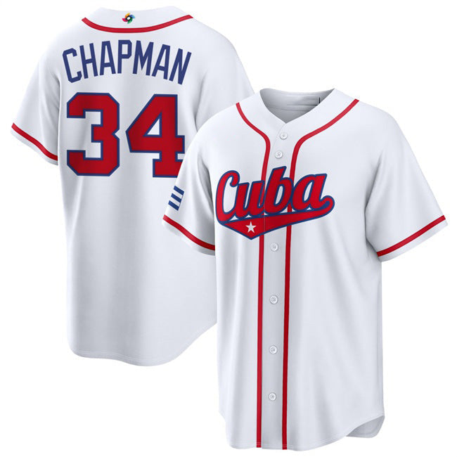 Cuba Baseball #34 Emmanuel Chapman White 2026 World Baseball Classic Home Stadium Stitched Baseball Jersey - Main View