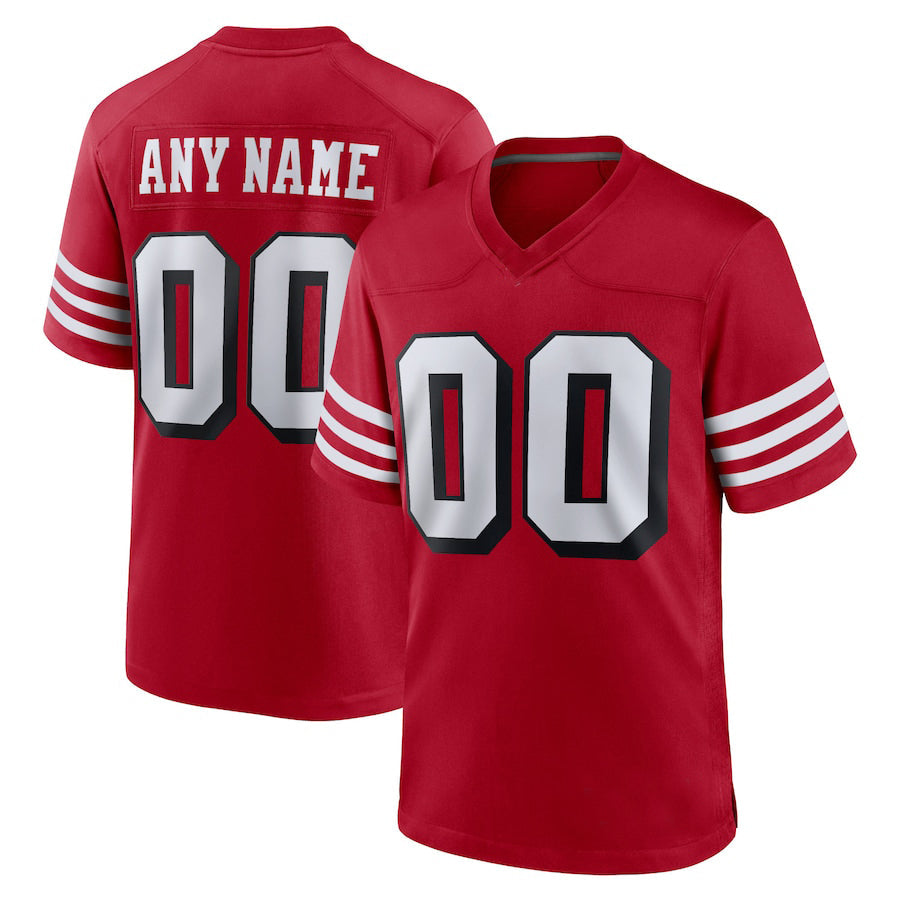 Custom SF.49ers New Red Black Stitched American Football Jerseys 2022 view 2