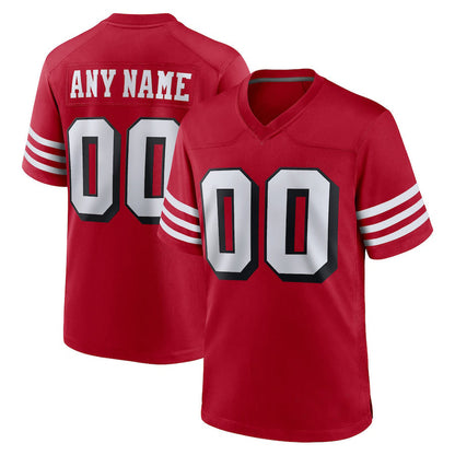 Custom SF.49ers New Red Black Stitched American Football Jerseys 2022 view 2