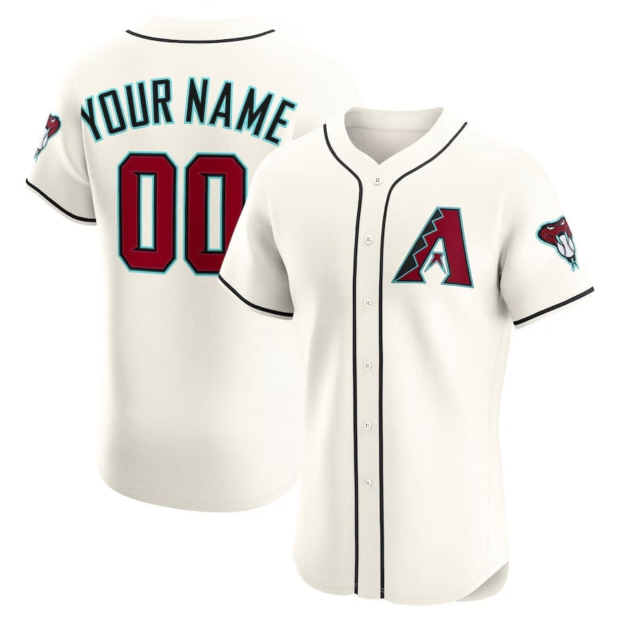 Custom Arizona Diamondbacks Home Elite Jersey - Cream Stitched Baseball Jersey - Main View