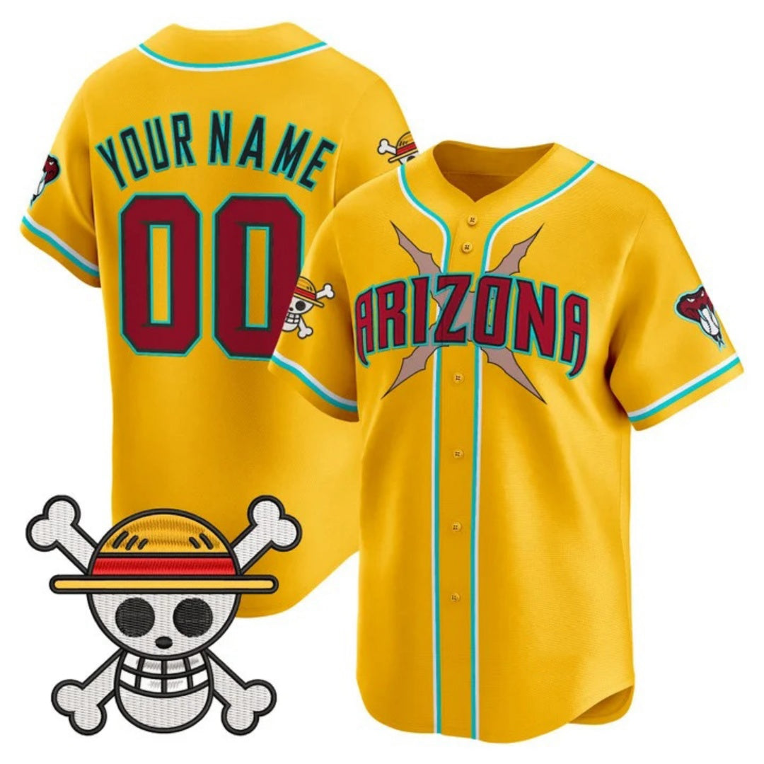 Custom Arizona Diamondbacks x One Piece Gold Vapor Premier Limited - Stitched Baseball Jersey - Main View