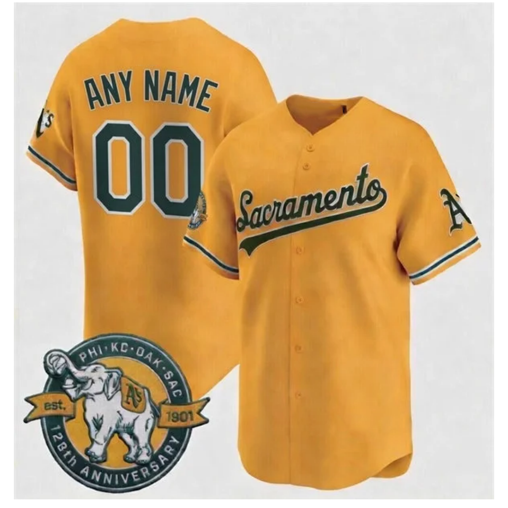 Custom Athletics Gold 125th Anniversary Sacormento Edition Stitched Baseball Jersey - Main View