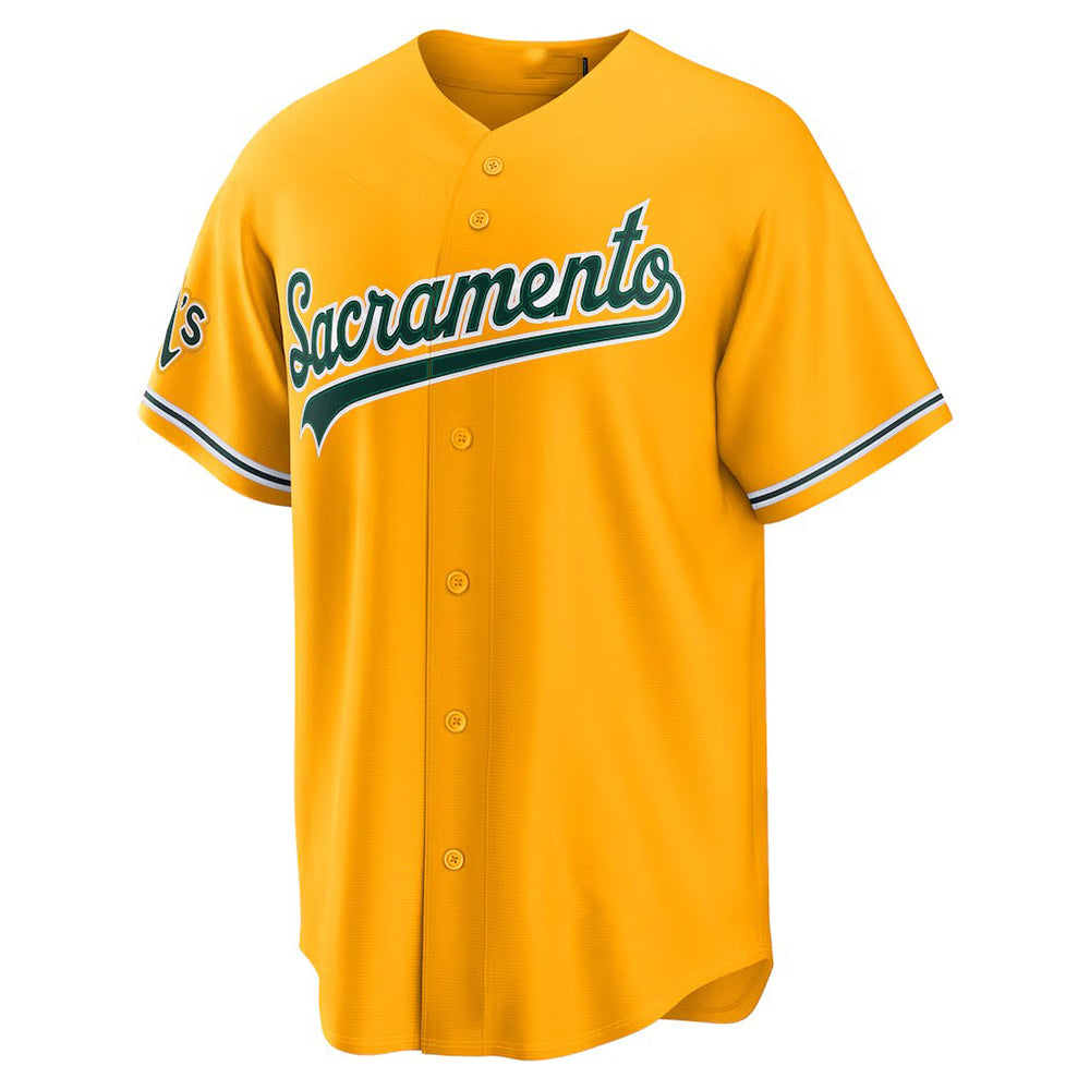 Custom Athletics Gold Alternate Stadium sacormento Stitched Baseball Jersey - Main View