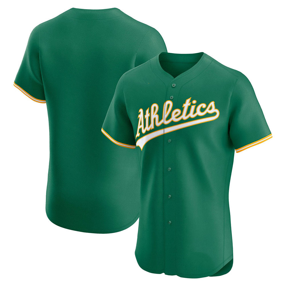 Custom Athletics Kelly Green Alternate Authentic Baseball Jeresey - Main View