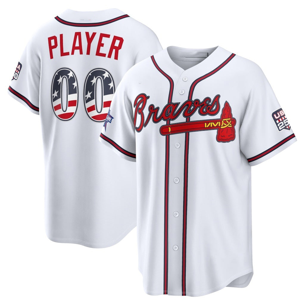 Custom Atlanta Braves 2026 All-Star Edition Stars & Stripes White Stadium Pick-A-Player Baseball Jersey - Main View