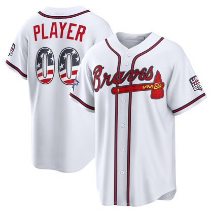 Custom Atlanta Braves 2026 All-Star Edition Stars & Stripes White Stadium Pick-A-Player Baseball Jersey - Main View