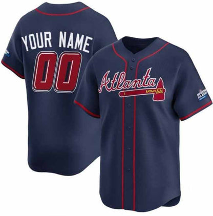 Custom Atlanta Braves Active Player Navy 2025 Speedway Classic Alternate Limited Stitched Baseball Jersey - Main View
