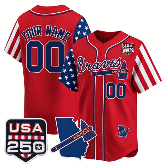 Custom Atlanta Braves America 250 Edition Vapor Premier Limited Custom Red Stitched Baseball Jersey - Main View