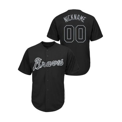 Custom Atlanta Braves Black Men Youth And Women Birthday gift Stitched Baseball Jerseys - Main View