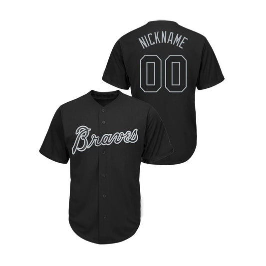Custom Atlanta Braves Black Men Youth And Women Birthday gift Stitched Baseball Jerseys - Main View