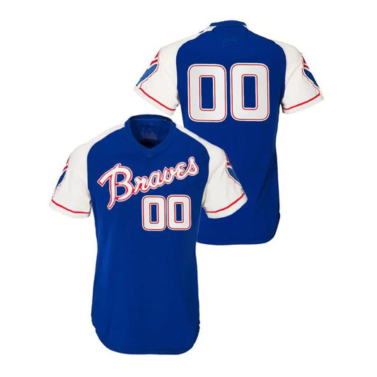 Custom Atlanta Braves Blue Baseball Throwback Jersey Heritage Jerseys Stitched Baseball Jerseys - Main View