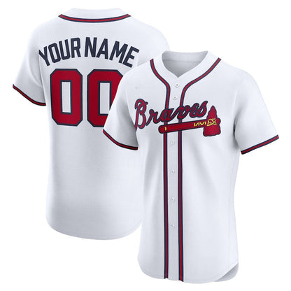 Custom Atlanta Braves Home Elite Jersey - White Baseball Jerseys
