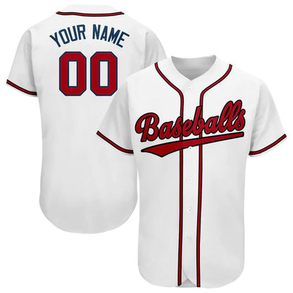 Custom Atlanta Braves Personalized Button Down Baseball T Shirt Stitched Baseball Jerseys - Main View